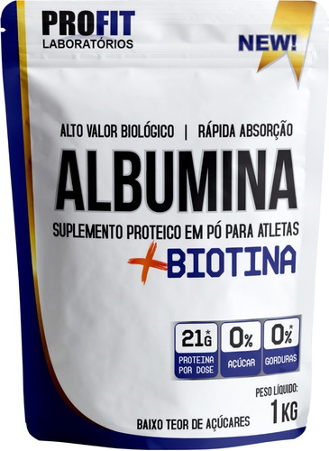 Albumina Refil + Biotina - 1kg - Profit Labs Sabor Sem Sabor