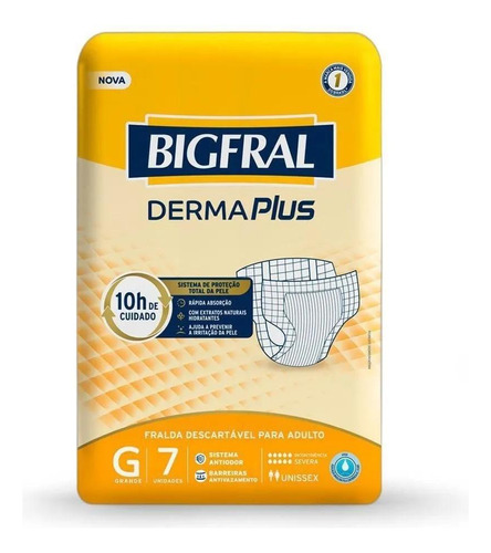 Fralda Geriátrica Bigfral Derma Plus G Com 7 Unidades