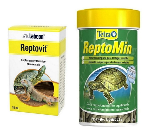 Kit Alcon Reptovit 15ml + Ração Tetra Reptomin Sticks 22g