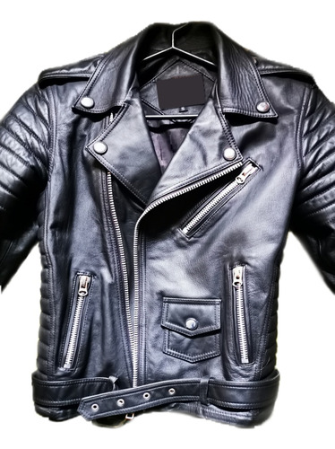 Casaca De Cuero Genuino Modelo Biker Moderno