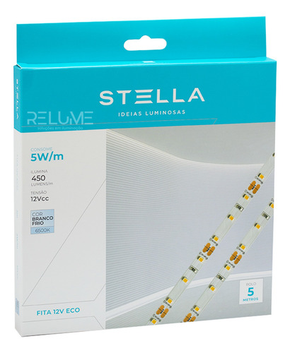 Fita Led Profissional 5w/m 6500k Ip20 12v 450lm-5m Stella