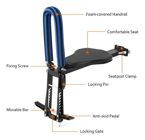 Imagen 9 de 9 de Ligero Plegable Niño Asiento De Bicicleta De Los Niños Sil