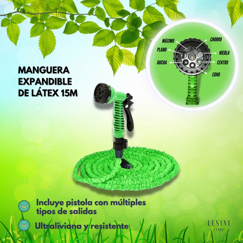 Imagen 4 de 10 de Manguera Expansible De Latex 15 Mts