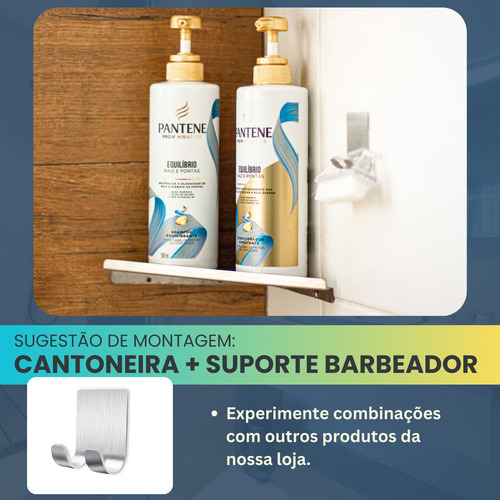 Suporte de Canto Porta Shampoo e Sabonete para Banheiro Aço Inoxidável Reforçado Modelo Perfurado TL PRO