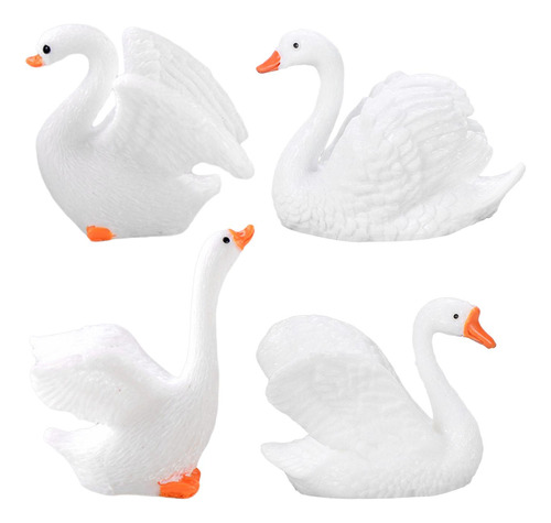 4 Piezas Mini Figuras De Cisne Estatuilla En Miniatura