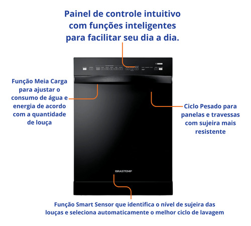 Lava Louças Brastemp 14 Serviços C/ Ciclo Pesado Preto 220v Preto