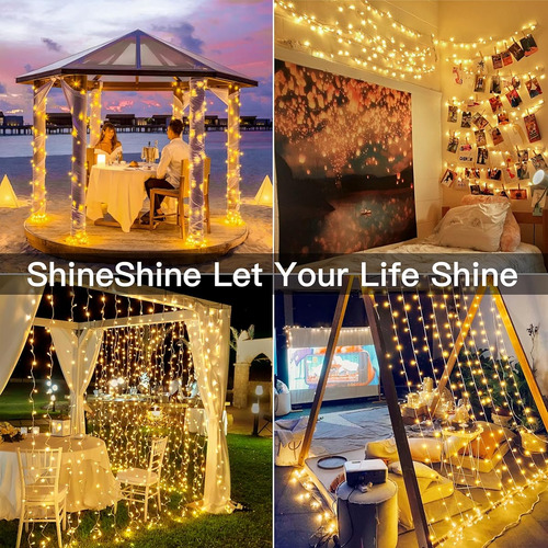 Luces De Navidad Shineshine 150 Led 15mts 8 Modos Fiesta Blanco