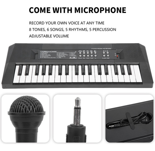 Imagen 7 de 10 de Teclado De Juguete Eléctrico De 37 Teclas Piano Musical Para