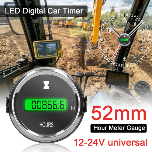 Timer Marine Boat Manómetro Para Coche, Camión, Led, 52 Mm,