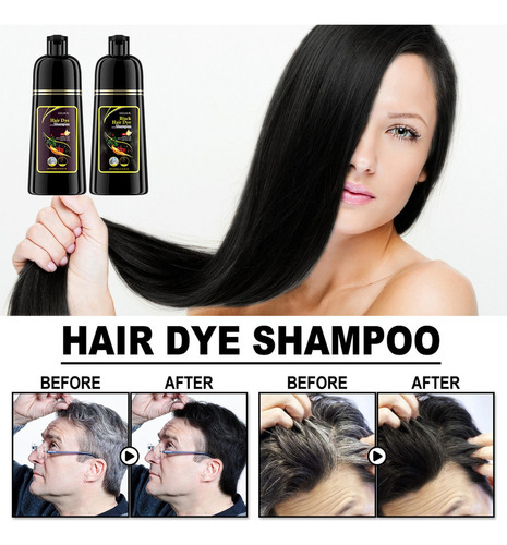 Shampoos Instantâneos De Tintura De Cabelo Preto De 200 Ml