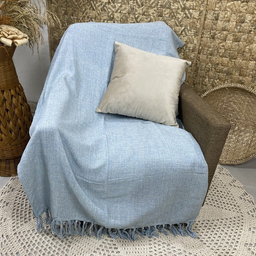 Manta Protetora Tear Gigante Para Sofá E Cama 2,30mtx1,40mt Cor Azul C/crú