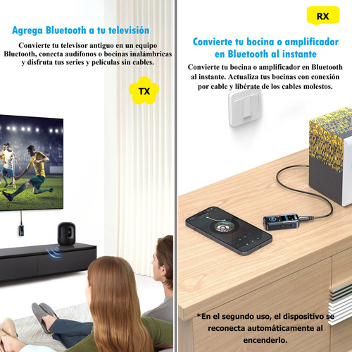 Adaptador Auxiliar Bluetooth 5.4 Jack 3.5mm Con Pantalla Hd/mic, Techwolf Transmisor Receptor Audio Bluetooth 2 En 1 Con Manos Libres Y Reproducción Desde Tarjeta Tf Pare Kit De Coche Tv Y Altavoz
