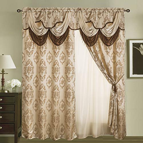 Linentopia Juego Cortina Clasica Jacquard Para Ventana 2 +