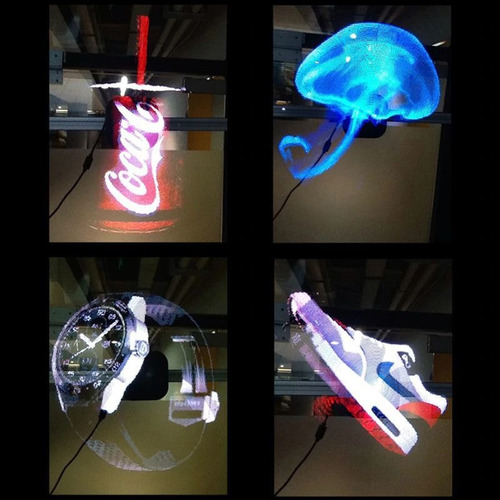 Projetor Display Holograma 3d Led Ventilador Holográfico 8gb