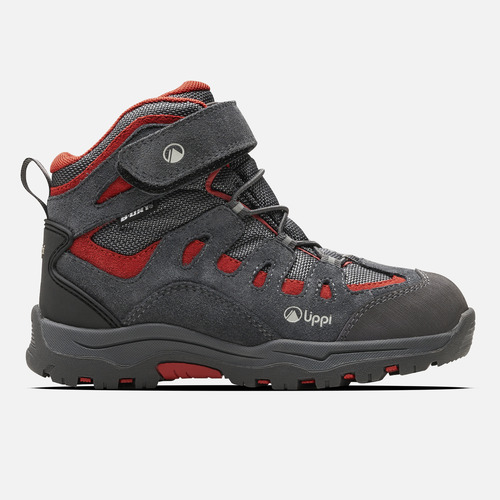 Botín Niño Puelo Cs Hi Velcro Gris Medio/rojo Lippi I25
