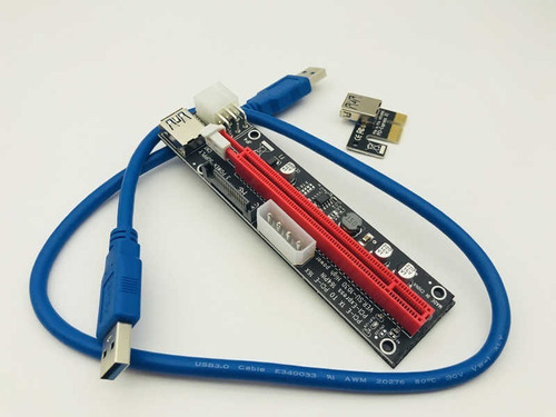 Riser Pcie Vers 103d 1x A 16x Cable Usb 3.0 Cripto Miner Rig Color Negro