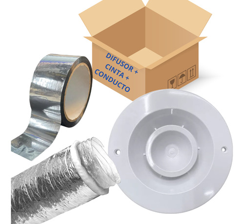 Difusor Diam 10cm + Cinta Adhesiva + Ducto Diam 10cm X 7,5m Blanco