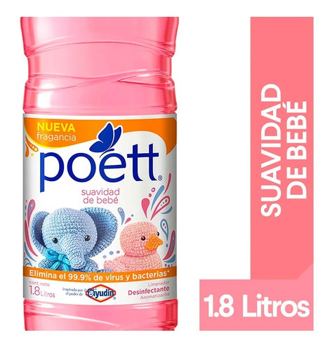 Poett Limpiador Liquido Multi Espacios Aroma Bebe X 1,8 Lt