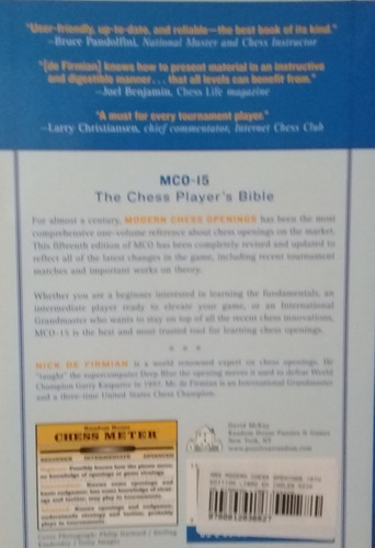 Libro Ajedrez Aperturas Modern Chess Openings - De Firmian