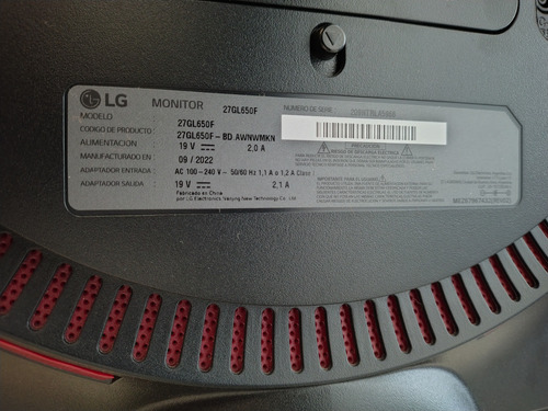 Monitor Lg 27gl650f Led 27 Full Hd Negro 144 Hz 220v Negro (Usado)