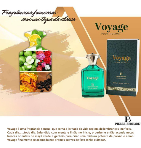 Perfume Árabe Pierre Bernard Voyage Masculino. Original Com Nf. Alta Fixação Na Pele