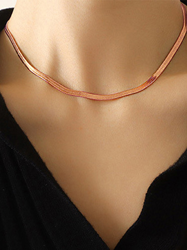Collar De Alambre Dorado De Acero Inoxidable, Simple Y Versá