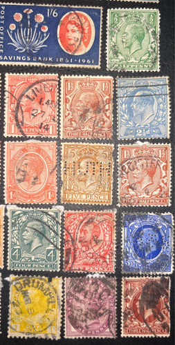 Sello Correo Antiguo Inglés 36 Estampillas Inglesas G. B (Usado)