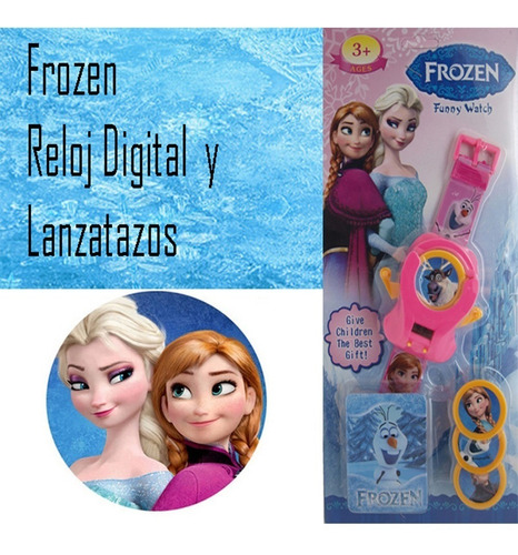 Reloj Frozen Original Disney + Lanza Tazos 2 En 1 Sellado