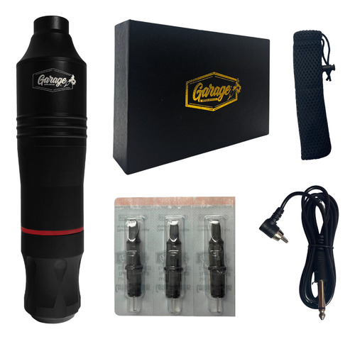 Maquina Pen Para Tattoo Tatuar Garage Slim Cartuchos Premium Negro