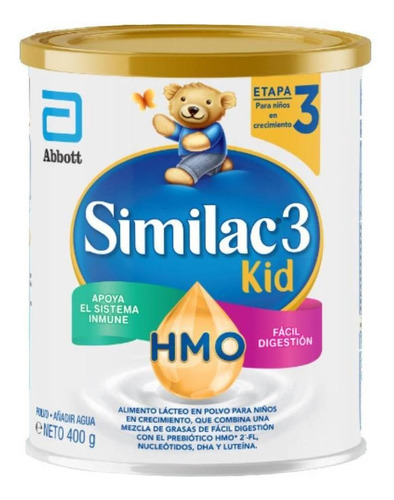 Leche de fórmula en polvo Abbott Similac 3 Kid Prosensitive sabor vainilla en lata de 400g a partir de los 2 años