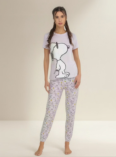 Conjunto Pijama Snoopy Peanuts Lavanda