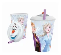 Comprar Vaso Con Tapa 3d Con Pajita Olaf Elsa Anna Frozen Disney