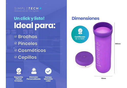 Imagen 2 de 6 de Cartuchera Brochas Pinceles Esteriliza Con Luz Uv Recargable