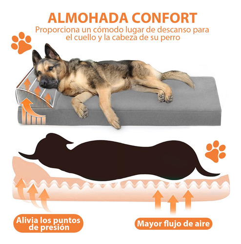 Cama Para Perros Grande Lavable Memory Foam 100x60 Cm