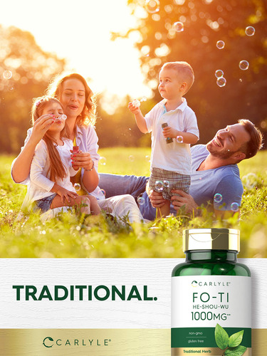 Fo-ti He-shou Wu Root 1000 mg Carlyle 180 cápsulas de sabor neutro