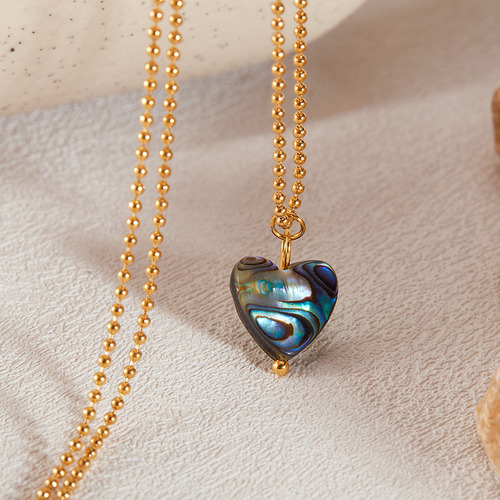 Collar Con Forma De Corazón De Concha De Abul
