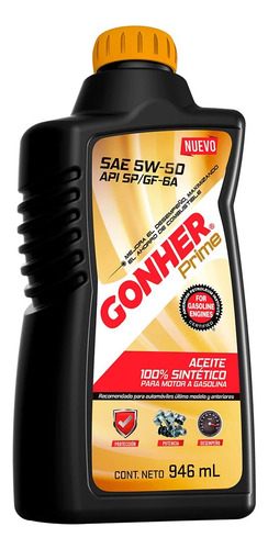 Aceite Motor 5w50 100% Sintetico Api Gonher 946ml