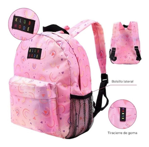 Imagen 5 de 5 de Mochila Escolar Estampa Rainbow 17 Pulgadas Klub Mode