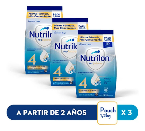 Set Nutrilon Leche En Polvo Nutricia Bago Numero 4 1,2kg X 3