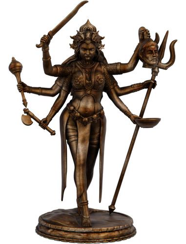 Estatua Diosa Indu Kali Impresión 3d 25cm Dorado Oscuro