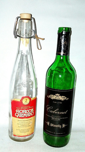 Botellas Vacias De Pisco Horcon Y Vino Planella,valor Cu. 