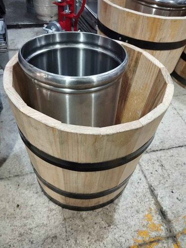 Bote De Acero Para Hacer Nieve 20 Litros Garrafa Con Madera Gris 20