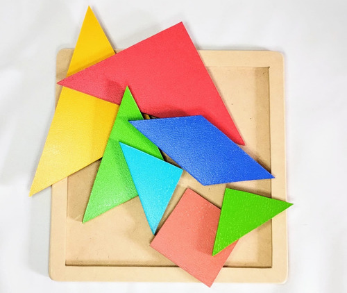 Tangram Juego De Ingenio Rompecabezas De Madera Artesanal