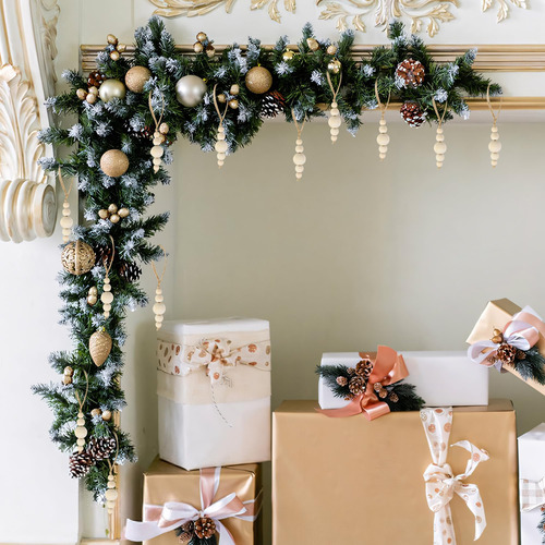 24 Adornos Colgantes De Madera Para Árbol De Navidad
