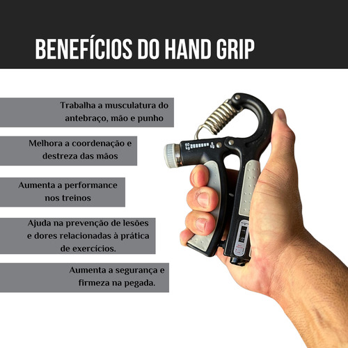 Hand Grip Ajustável 60kg Contador Antebraço Mão Punho Flexor