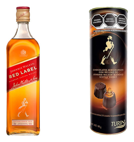 Whisky Johnnie Walker Red Label 700 Ml + Tubo Turín Jw 200g