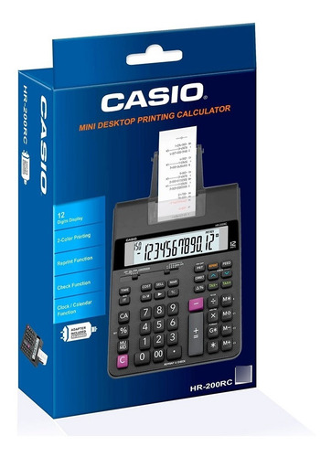 Imagen 3 de 6 de Sumadora Casio Hr-200rc Negra
