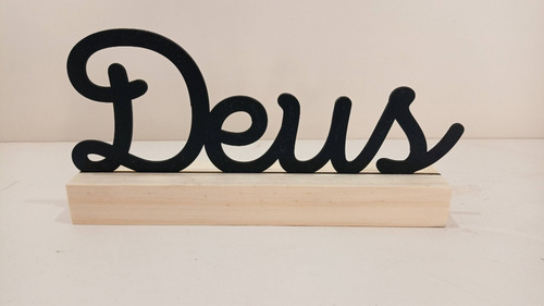 Imagem 7 de 7 de Enfeite Decorativo Palavra Deus Mdf Preto Com Base De Pinus