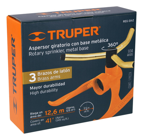 Aspersor B/metálica Giratorio 3 Brazos De Latón Truper