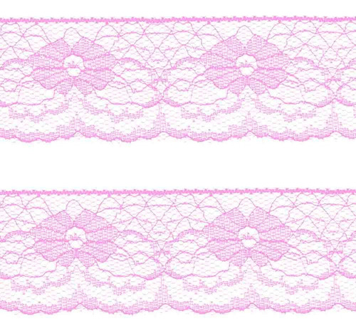 Renda De Nylon Najar 3,7cm 900/37 Rolo Com 50 Metros 01 Un Cor 03 Rosa Bb